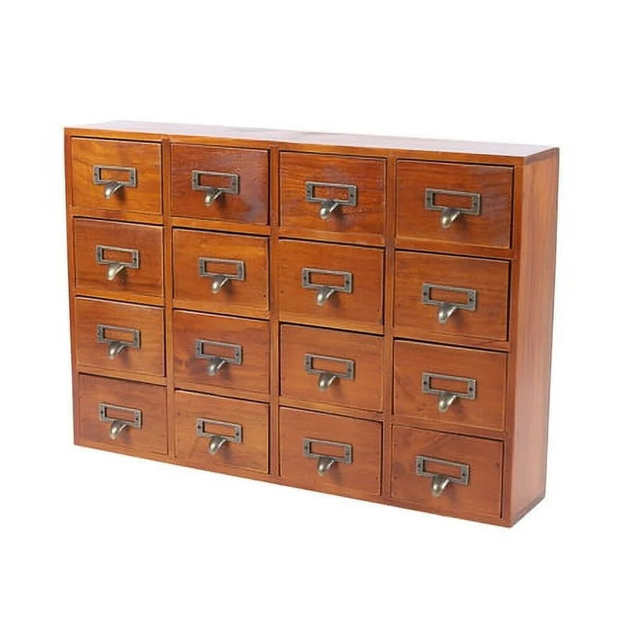 Retro Storage Apothecary Wood Desk Drawer Cabinet Drawers Box 16 Organizer