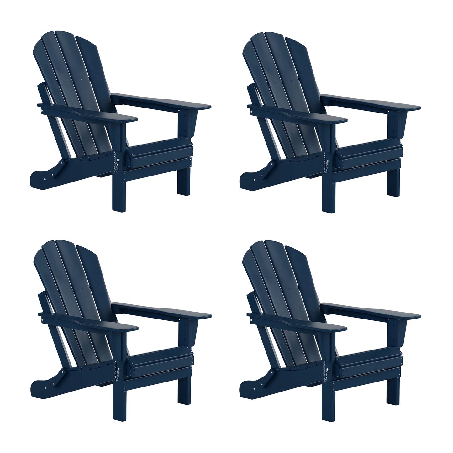 PLATINUM Outdoor Chairs 4), of Poly Patio (Set Navy Classic Adirondack Blue EXTRA Folding