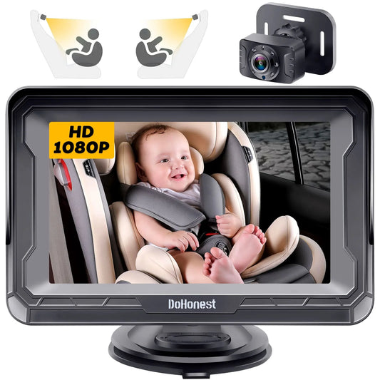 Backseat Play Install DoHonest Kids 1080P: Monitor -V33 3 Baby Easy Vision Car Camera HD Plug Rotating with Facing Two Car Camera Rear Camera 360&deg; Night Baby and Mins Crystal