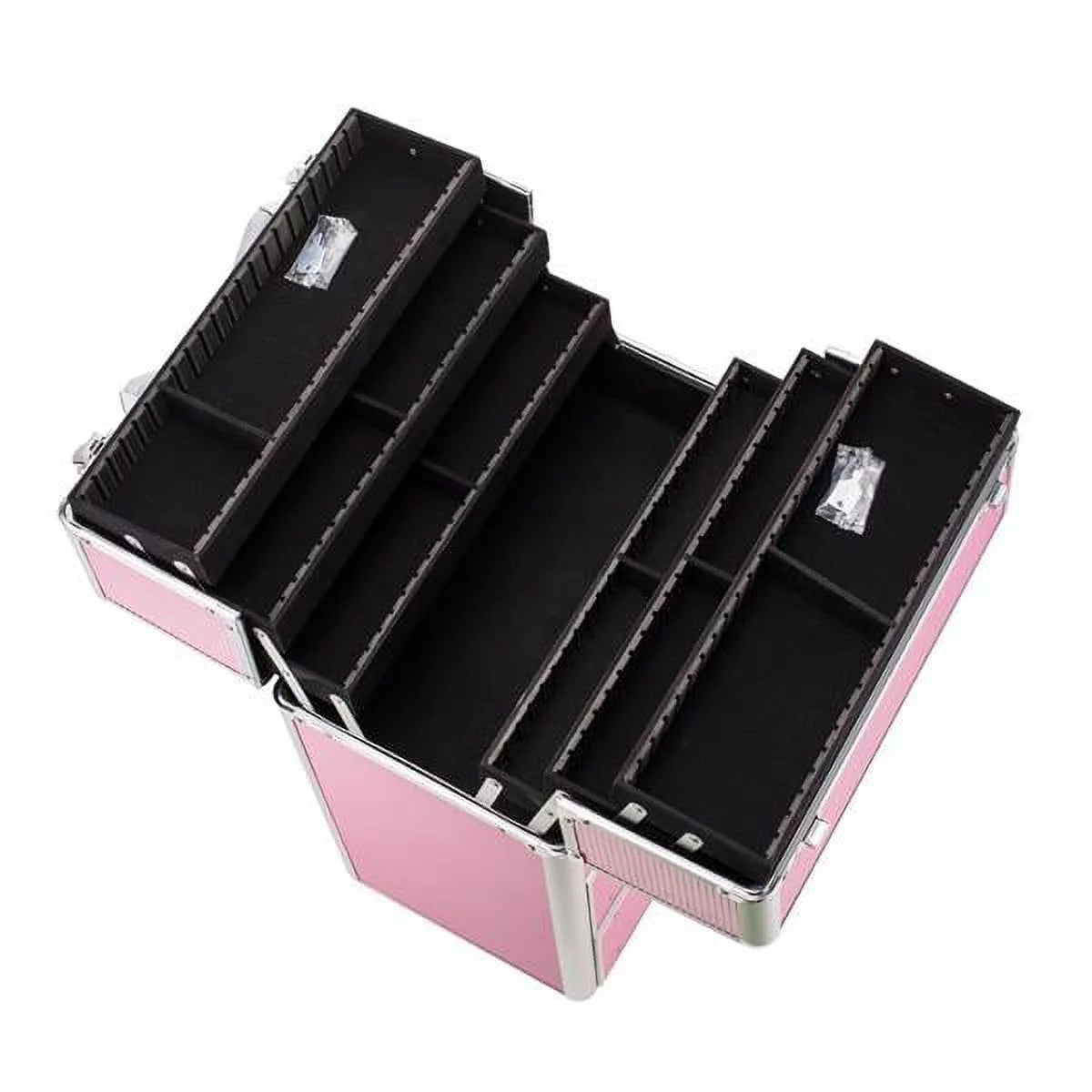 Lockable Tier with Cosmetic Train Case 4 Extendable Pink Trays Miekor Makeup