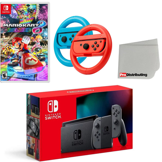 - Kart Nintendo with and Joy-Con Switch Wheel Steering Gray Deluxe, Mario with Set Screen US Import 8 Cleaning Console Cloth Plug