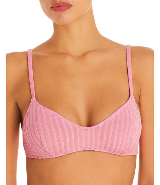 Medium Striped The Bikini & Rachel Top, Ribbed Solid Pink,