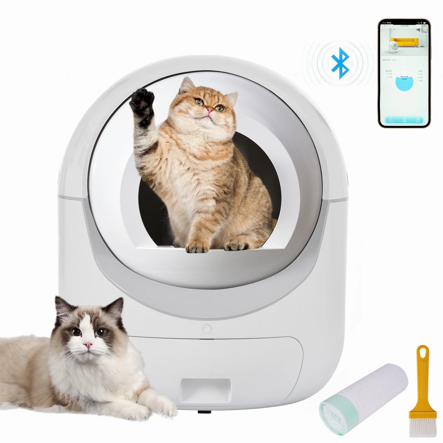 Litter Cat Smart Litter Cats App Multiple WiFi Control, 5G & Cleaning Litter Box, 2.4G Robot for Self Automatic Box, Support