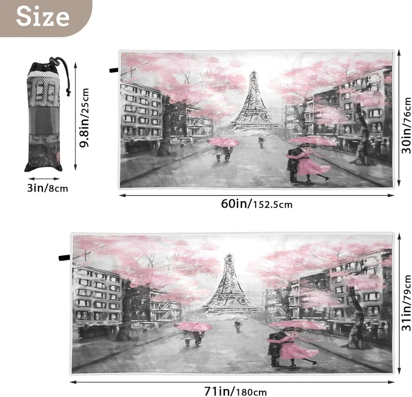 Towel Free Sand 30”X60” Beach Tower Bestwell Thin Oversized Towel Lightweight Dry Blanket, Pool Paris Romantic Swim Eiffel Towel Multipurpose Yoga Towel, Microfiber Shower Bath Quick