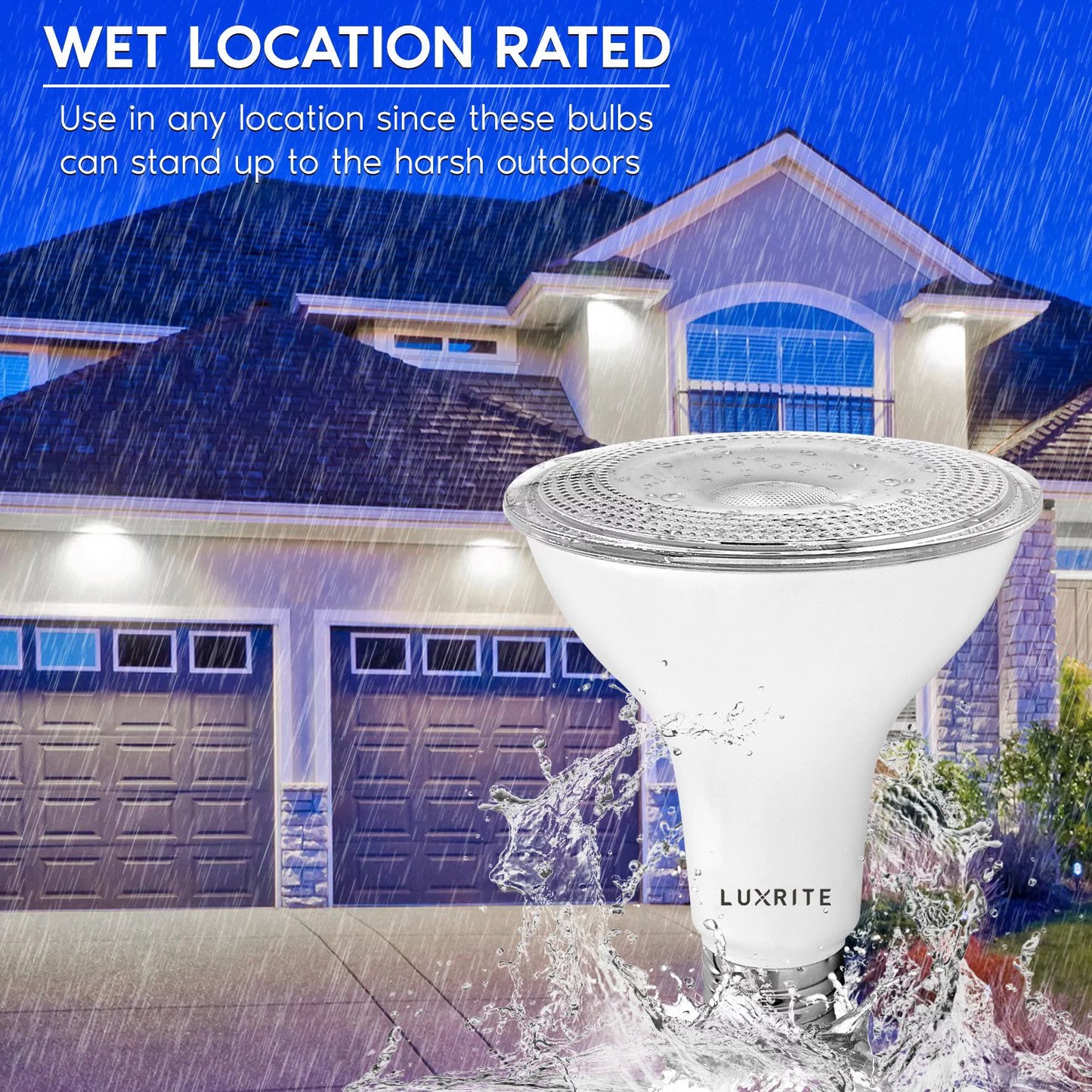 Base Rated Light Luxrite 4000K Bulb E26 LED Wet 850 Dimmable White UL 6-Pack Lumens Flood Cool Listed 11W PAR30