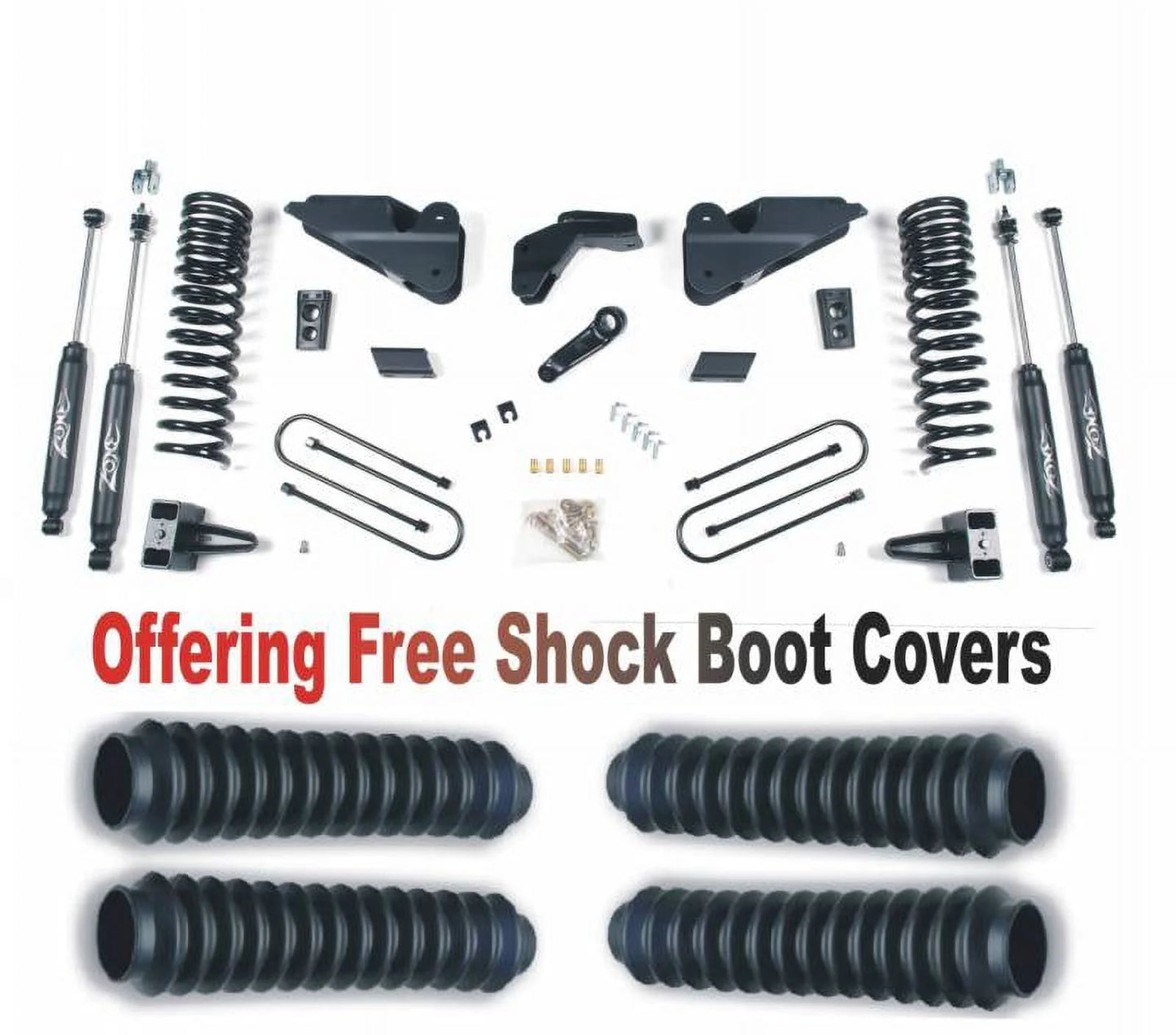 2013-2018 Boot 3500 System ZoneOffRoad With D66N/ZONU3100X4 Fits Ram Dodge Kit Suspension 5.5" Lift 4WD Gas Protectors Free