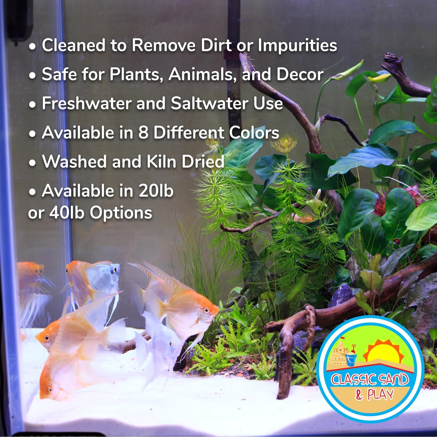 Sand Yellow for CLASSIC lb. Tanks, Natural SAND & Saltwater 40 and Freshwater Aquarium PLAY