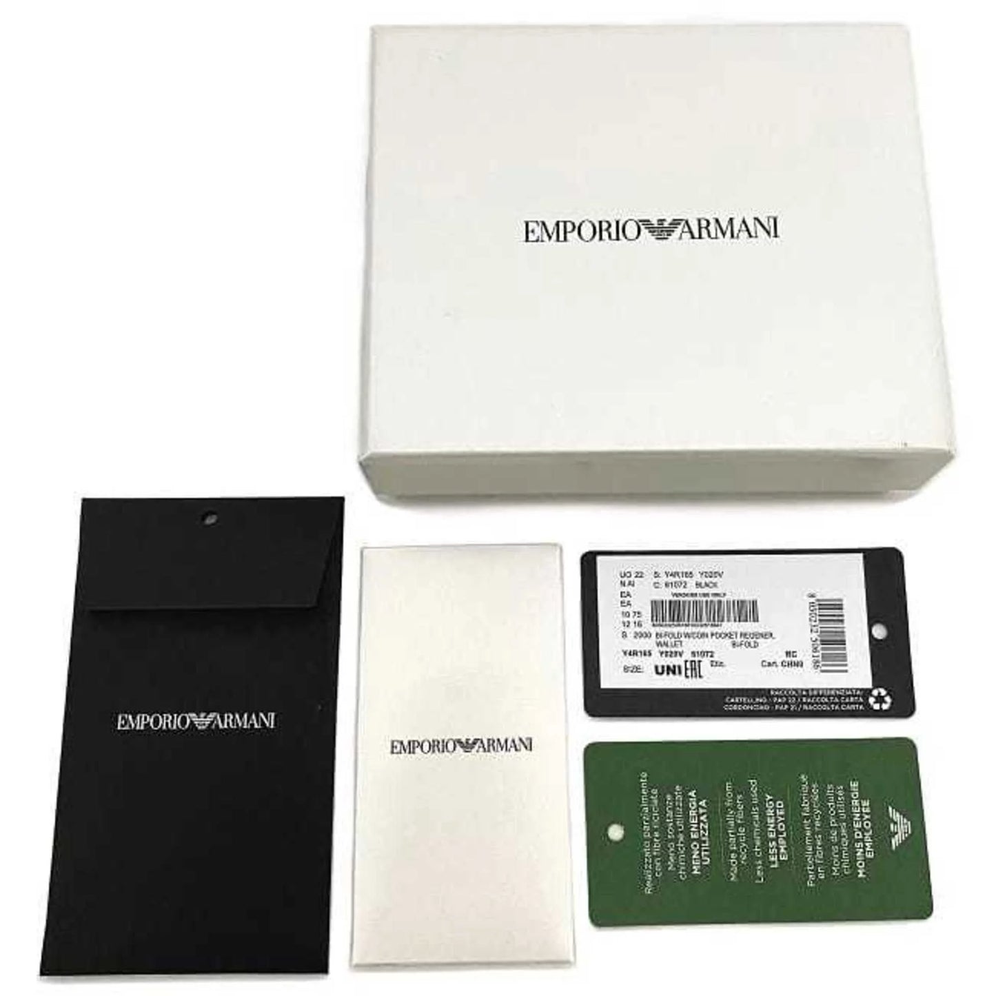 men's Emporio New) Armani (Like EMPORIO black leather Y4R165 wallet white folio ARMANI Pre-Owned