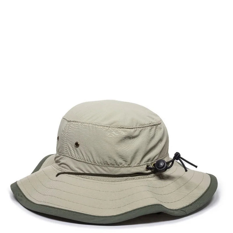 Leather Explorer Khaki Hat Outdoor BH-600 Sunblock Cord Chin Cap