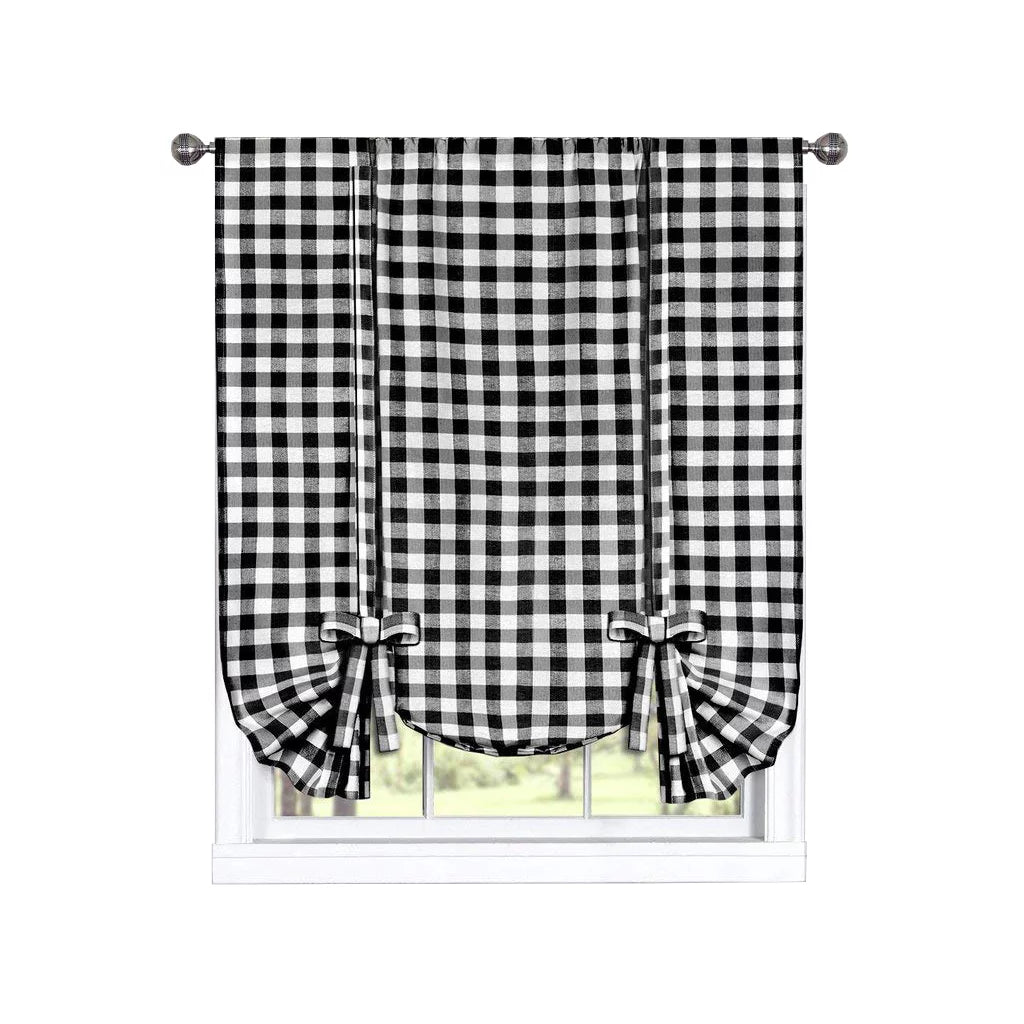 Black Curtain Country Window Tie - Treatment Plaid Up Chic Shade Gingham