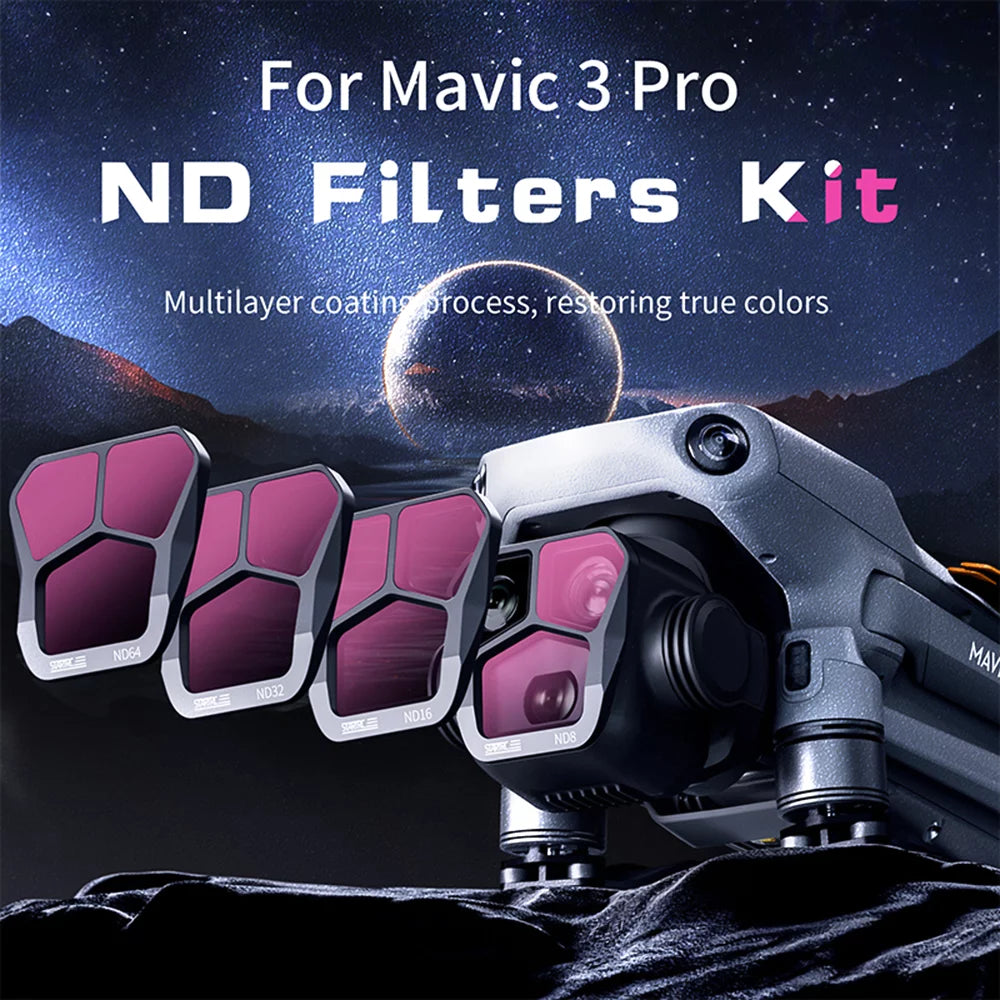 Lens Mavic -reflective with 4-Pack Compatible Scratch-resistant Docooler Optical Aluminum 3 Waterproof Coatings Material Glass Filter Pro AGC Filters ND8ND16ND32ND64