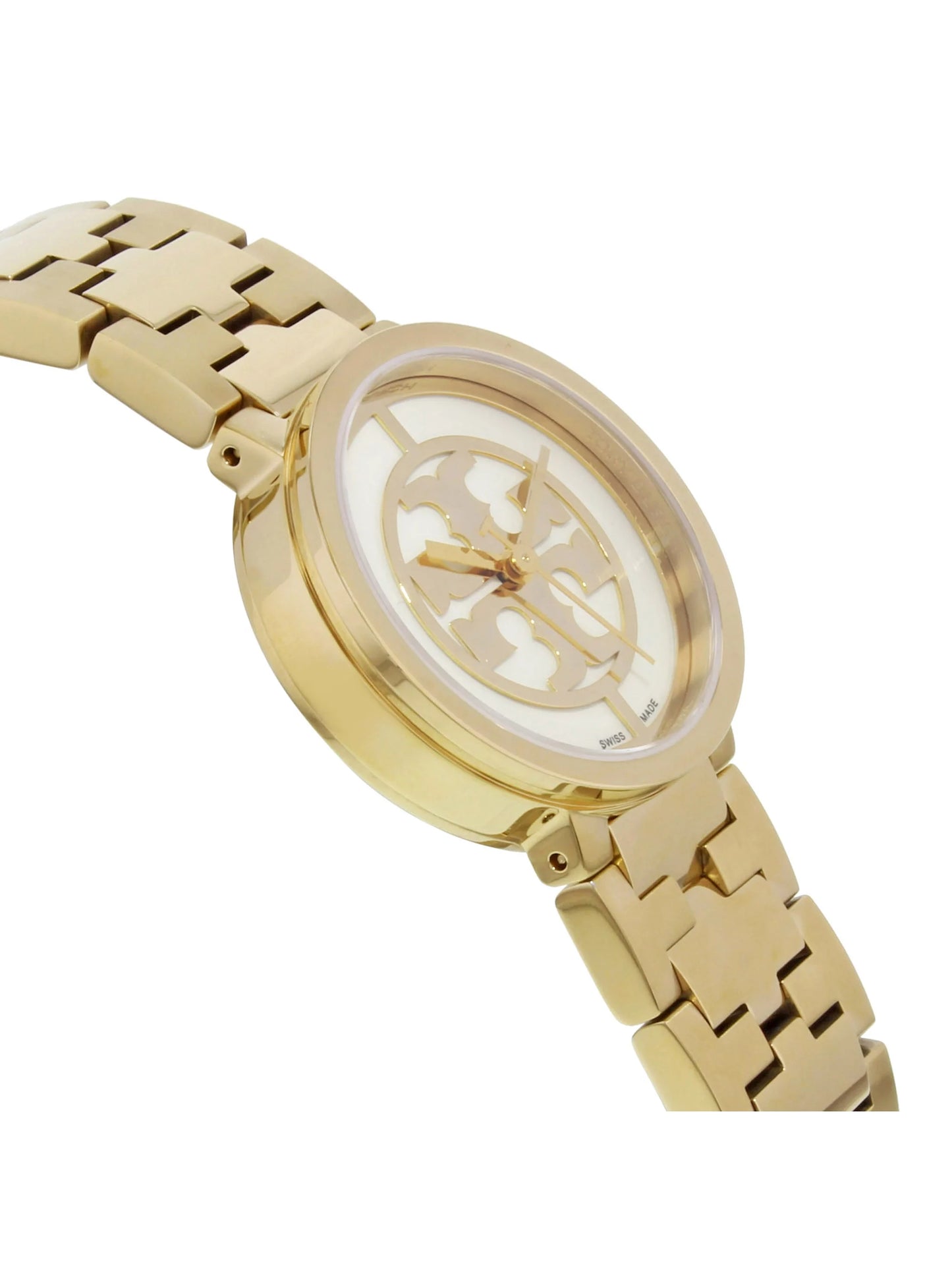 Tone (Good) Gold Burch Quartz Steel Stainless Ladies Reva Tory TRB4030 Watch Pre-Owned 21mm