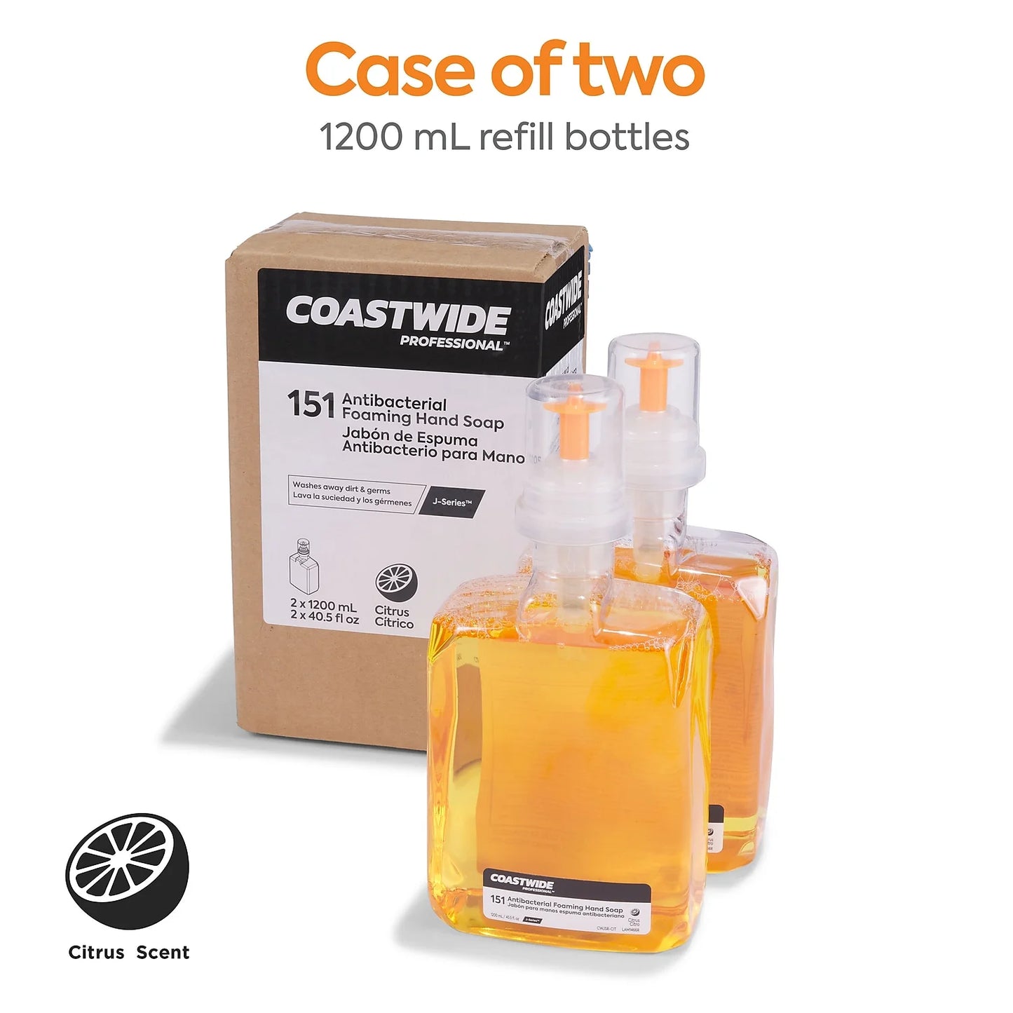 mL 2/Carton CWJSR-CIT 1200 Citrus Antibacterial Soap Foam J-Series Hand COASTWIDE