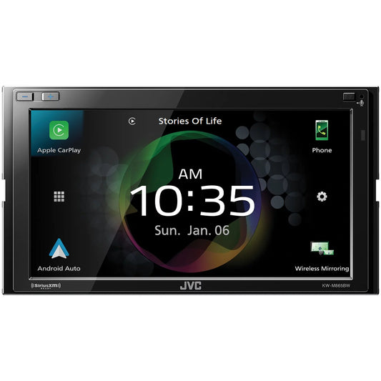 Auto, Receiver Siriusxm Media Double-Din with Carplay, in-Dash Mobile All-Digital Bluetooth, KW-M865BW 6.8-inch Ready and JVC Android Apple