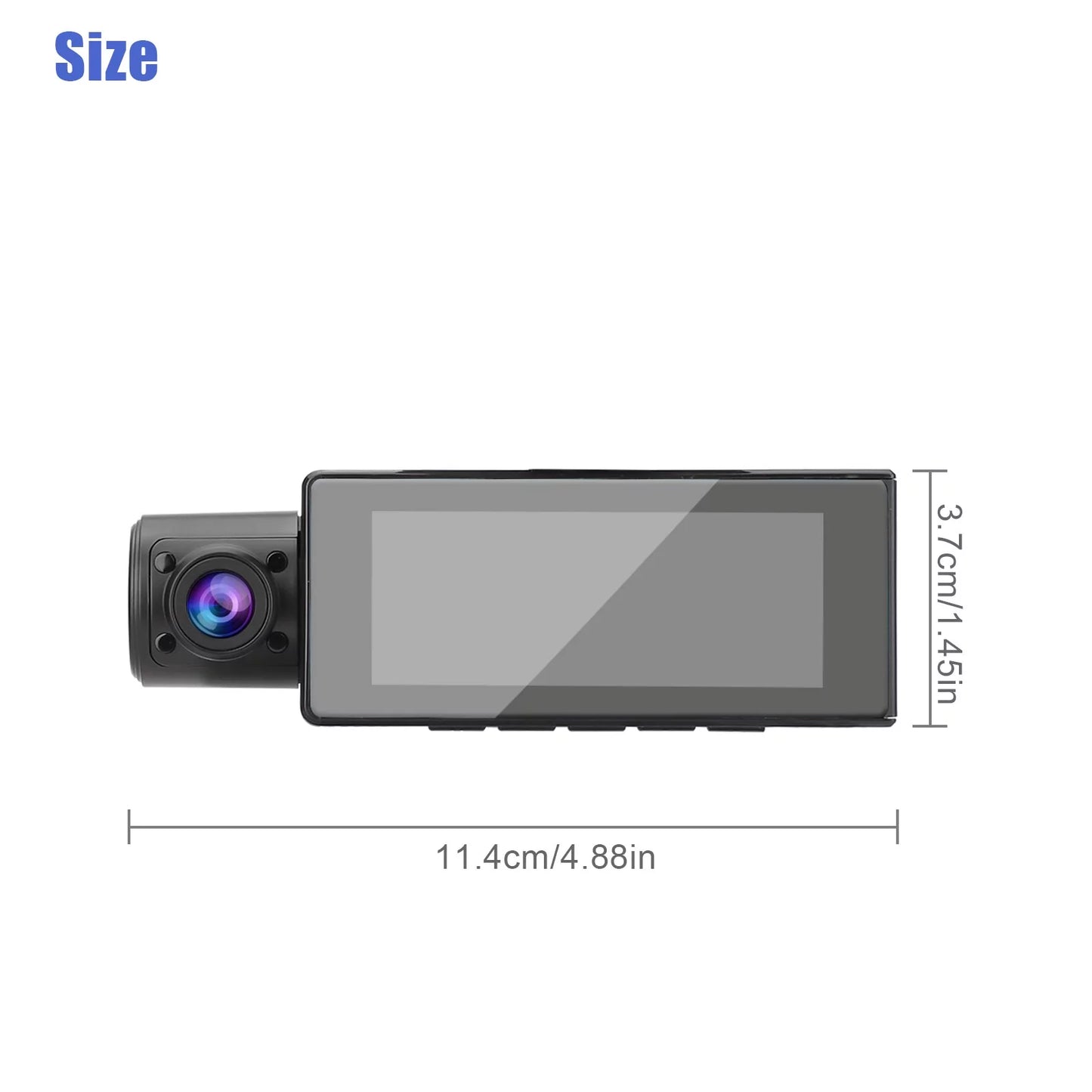 170° for Front 3.16inch Angle WDR 1080P Inside Camera Vision, Dual Loop Monitor, Recording, Screen, Wide Camera TSV Cam, with Recorder G-Sensor, Dash Cars, Driving Night Parking