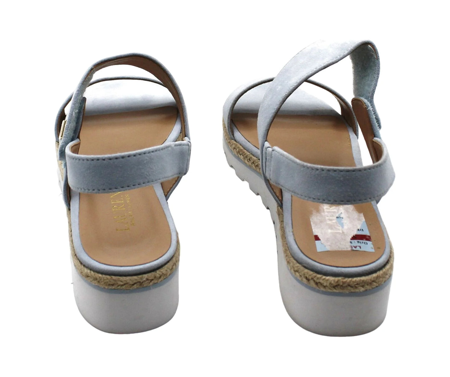 8.5 Ralph US) Lauren (Size Jewelle Sandals Wedge Lauren