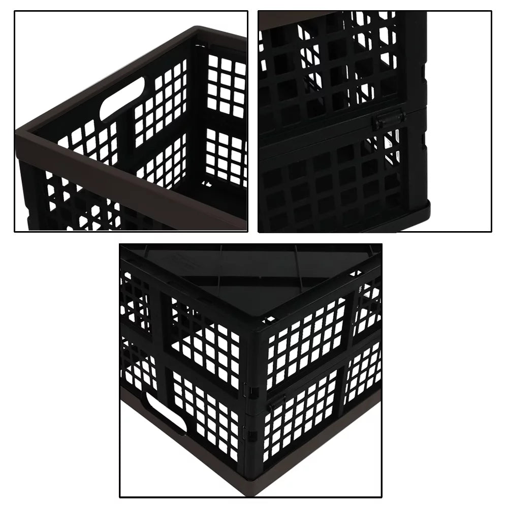 Morcte Folding L Collapsible 42 Stacking Plastic 3-Pack Basket, Storage Crates, Storage