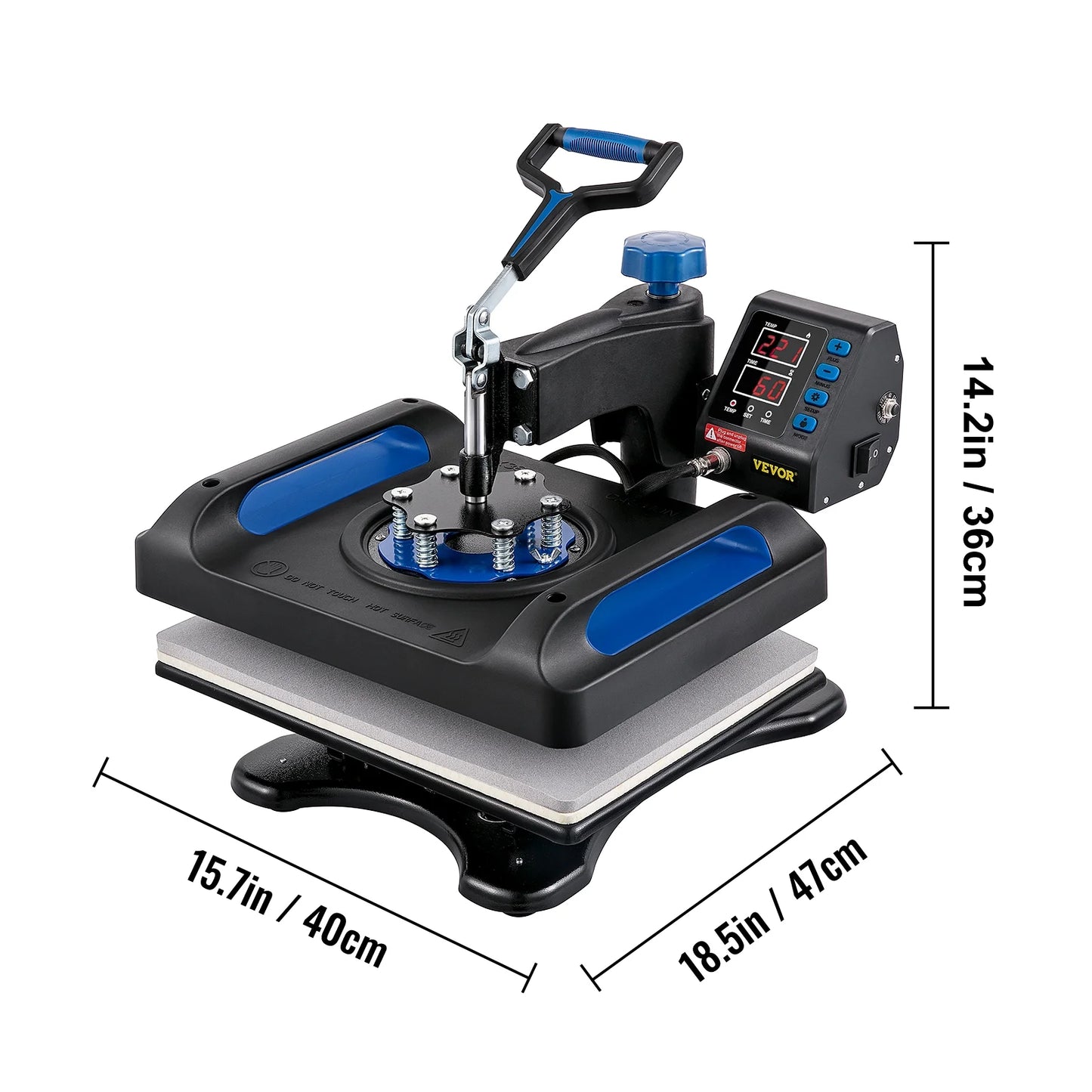 x 360 Blue Surface, Bag, Fast Press Heating Pillow, T-Shirt Away Pressing with Swing Vinyl 15" Printer Anti-Scald Canvas Machine, Heat Sublimation 12" BENTISM Transfer Digital Machine,