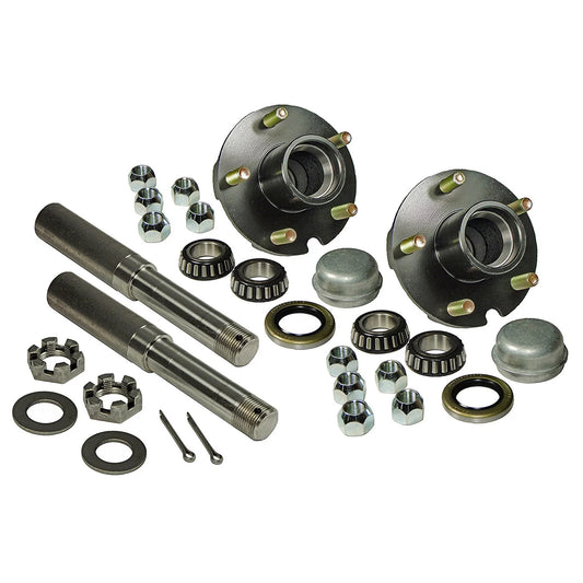 On Inch Includes Trailer Assemblies &amp; of Straight Bearings 1-1/16 4-1/2 5-Bolt Hub Inch - Pair (2) Spindles