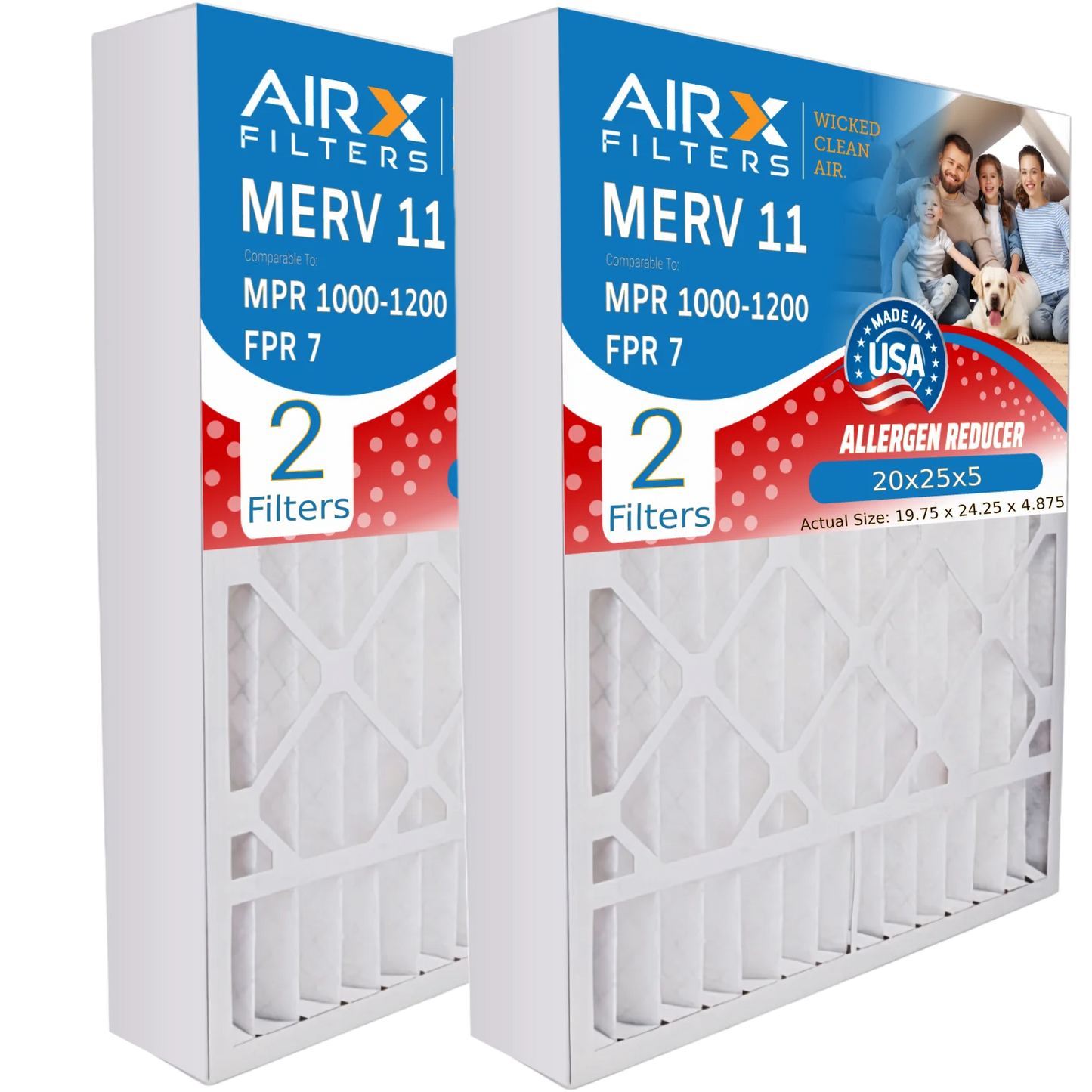 Compatible 20x25x5 FILTERS MERV Controls MERV AIR. Field 11 USA Filter CLEAN # & 20x25x5 Made WICKED 11 MPR Air FPR by MPR Furnace Comparable to Filter 1000, Premium with 46568600 1200 7 AIRX