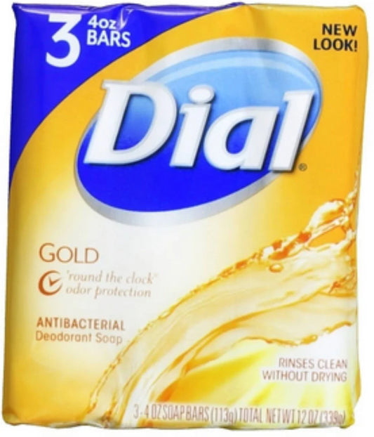 3 6 Soap Antibacterial oz Bar, 4 ea of bars, Deodorant Gold, Dial Pack