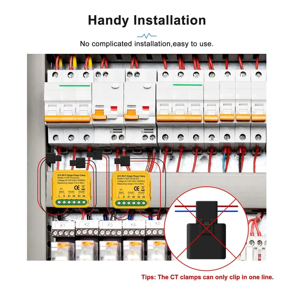 Meter Smart Clamp 100-240v Consumption Consumption Solar Statistics Irfora Wifi Automatic Clamp Consumption voltage Consumption Solar Smart Smart 80a regulator, Current