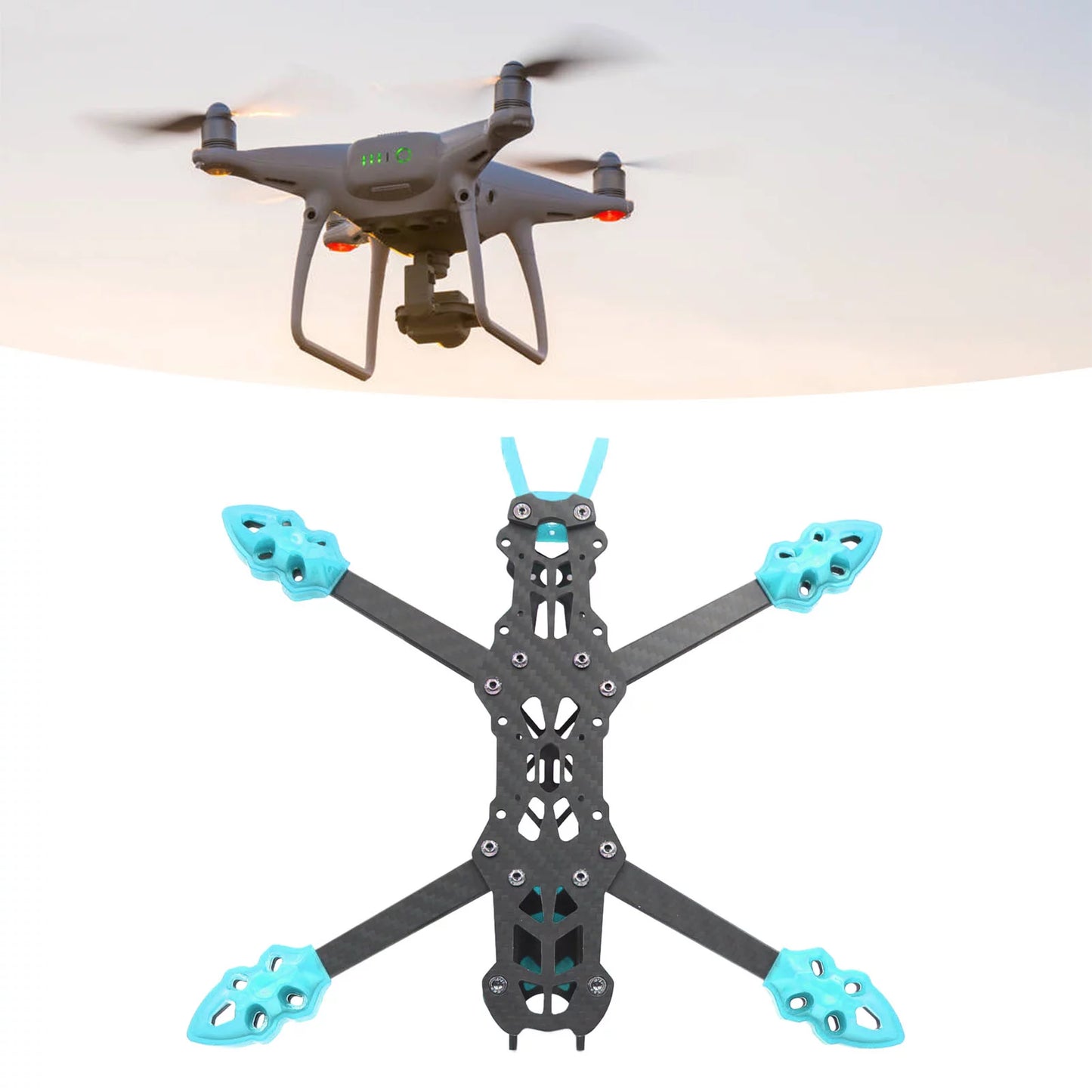 Drone Quadcopter Accessories Professional 225mm Wheelbase Buumin Blue Racing FPV RC Carbon Frame for Drone Fiber Frame