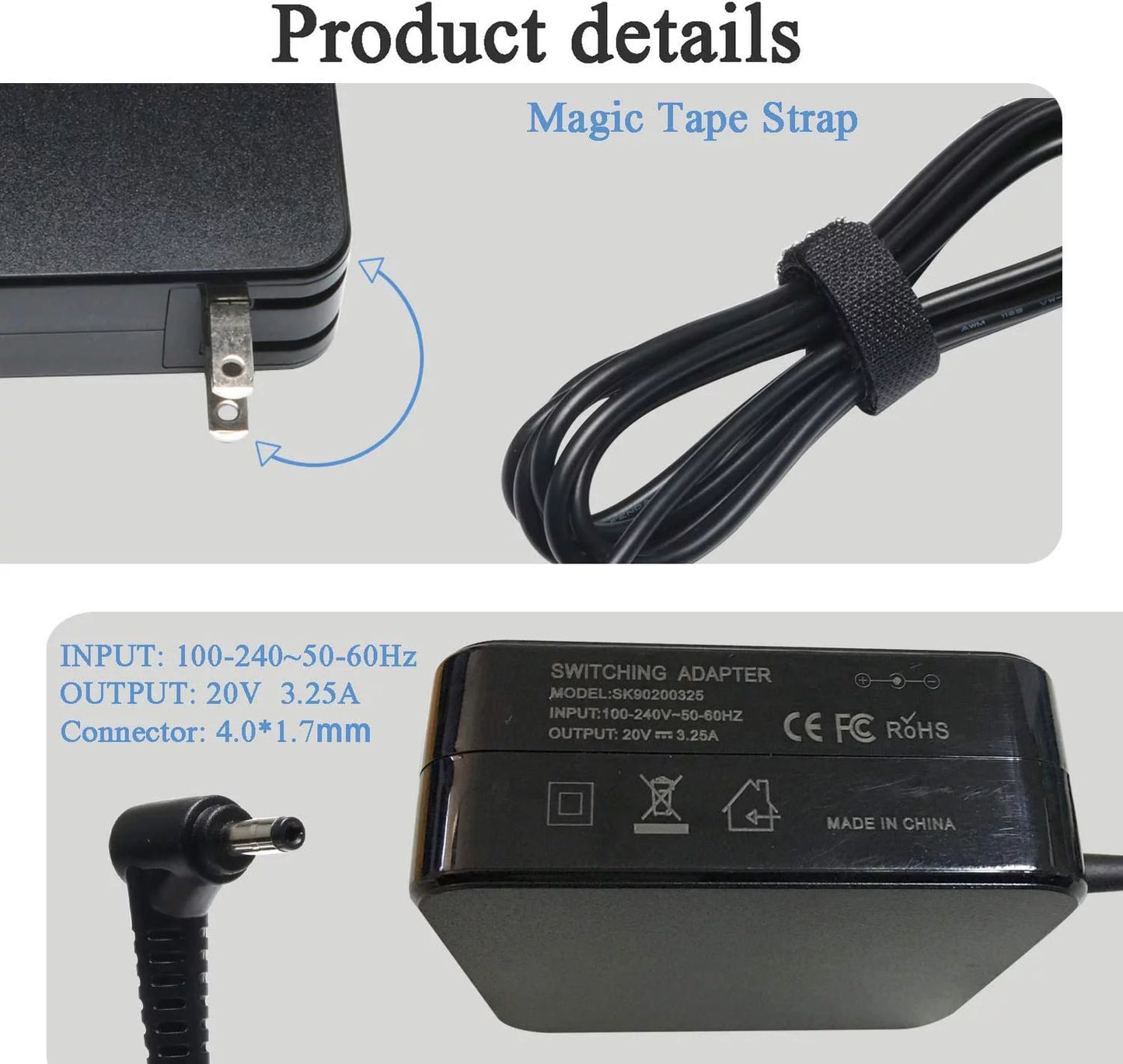 510/Flex 1580 100s/YOGA 1480 Charger 310 Ac 100 Adapter 710s Lenovo 710 IdeaPad 4 65W 510s 110 for P/N: Laptops 710 510