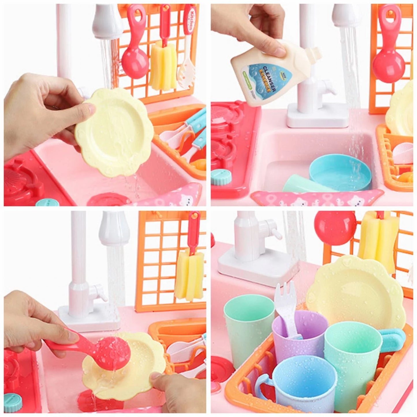 Play Pretend Toys Sink Play Kitchen With Board Playing Water Cycle Game for System Toddlers Automatic Board Toy House Water for Girls Boys Running Role Dishwasher Electric Children Alphabet Toys