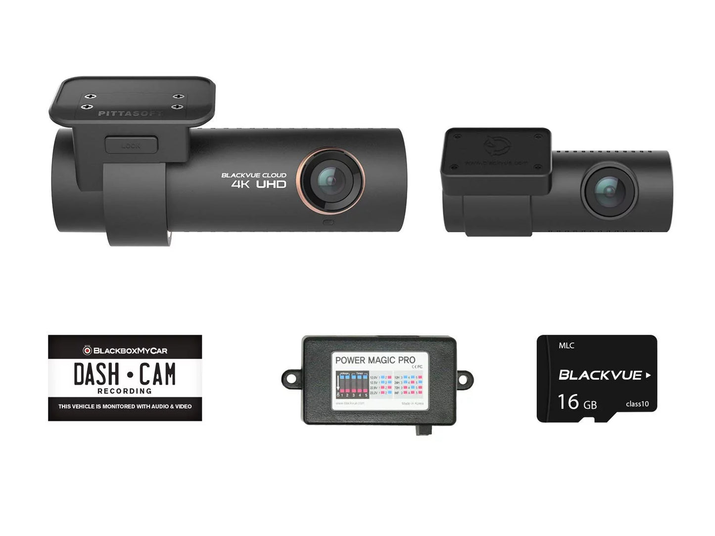 | Hardwire Pro | with 16GB DR900S-2CH Blackvue Kit 2-Channel Card 4K Power SD Dashcam Magic