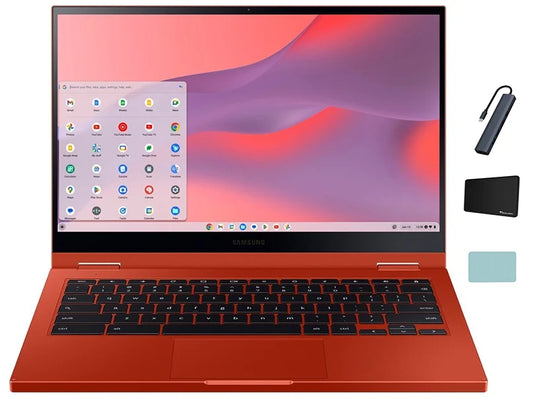 RAM, Tigology Backlit LPDDR3 Keyboard, Chrome 128GB Intel Chromebook eMMC, 8GB Laptop, Samsung Red Accessories 2 i3-10110U, 1 1080) 2 Touchscreen in Core 13.3" with Fiesta x OS, FHD(1920 Galaxy