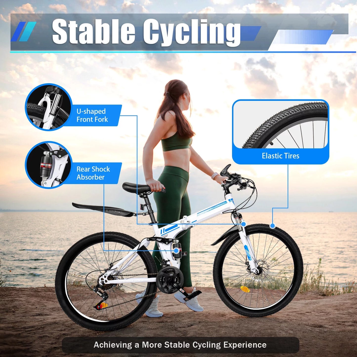 26" Mountain SHZICMY Men Bikes 21 MTB Bike Bicycle Dual Brake School Disc Speed Folding