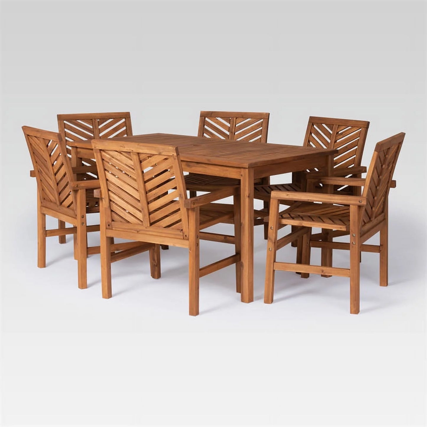 Patio Dining - Outdoor 7-Piece Chevron Vincent Set Brown