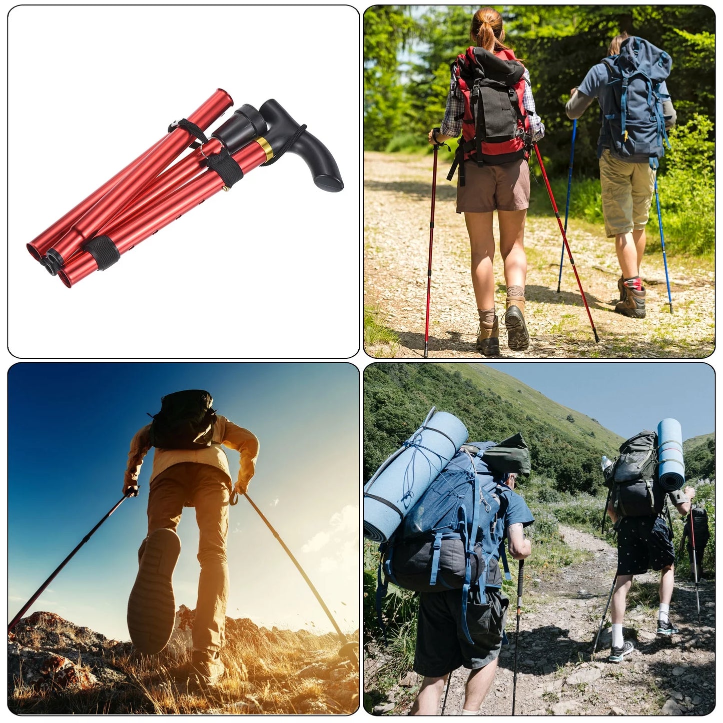 Trekking Alloy Red, Pole 2Pack Collapsible Telescopic Poles Aluminum Hiking Uxcell