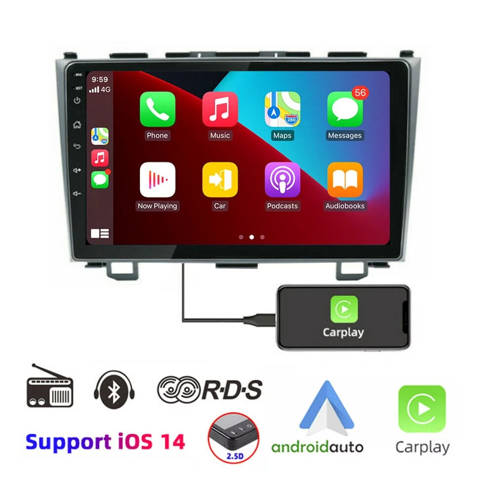 Carplay Double Touch Honda Apple Stereo Camera Screen for with 9" 2007-2011 Backup CRV Radio JMANCE with Car Din