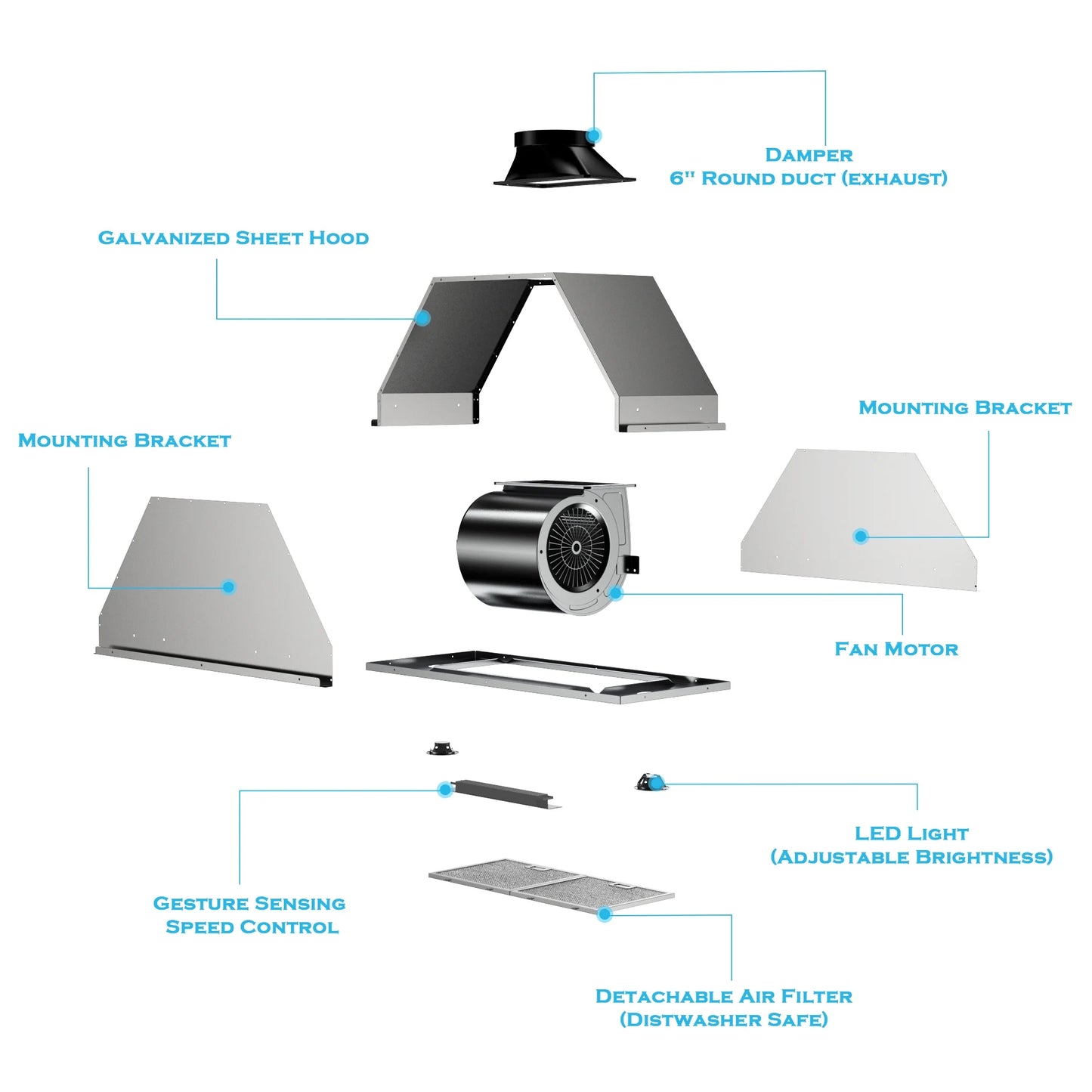 Panel, Inch, Convertible 4 Range Kitchen Hoods HisoHu Stainless Steel 36 Inch) Included), Sensing&Touch Vent (36 Gesture 900 Ducted Speed Ductless (Kit with Control CFM Insert