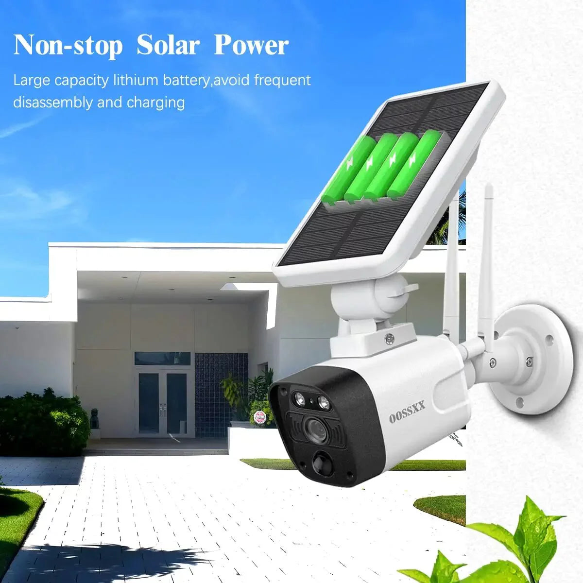 System}, NVR, Camera OOSSXX Wireless 2TB 8-channel {100% 6pcs Solar system, with Wire-free Security Hard 2K Drive pre-installed Surveillance solar by Home 3.0MP cameras