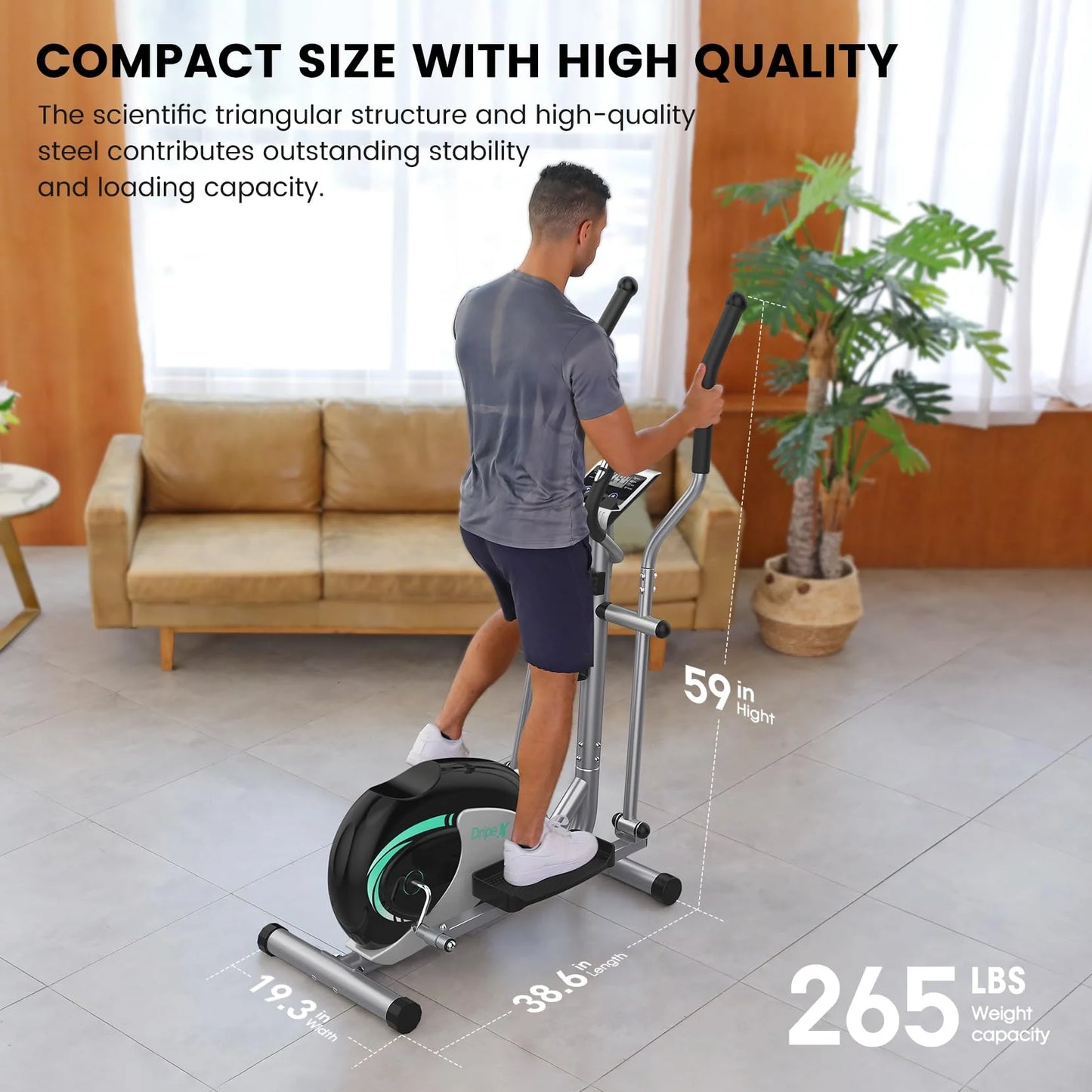 265lb Neche for Fitness Home Gym Equipment Magnetic Elliptical Trainer Cardio Machine, Workout Elliptical