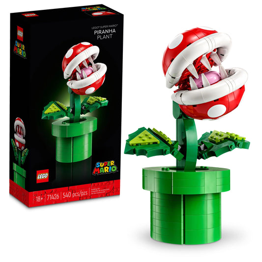 Brothers Super Display for Gift LEGO Gamers Adults Birthday Teens, 71426, Mario Plant Holiday Piranha Detailed Super Figure, for and or and Posable Toy Fans Mario Build and Super Authentically Mario