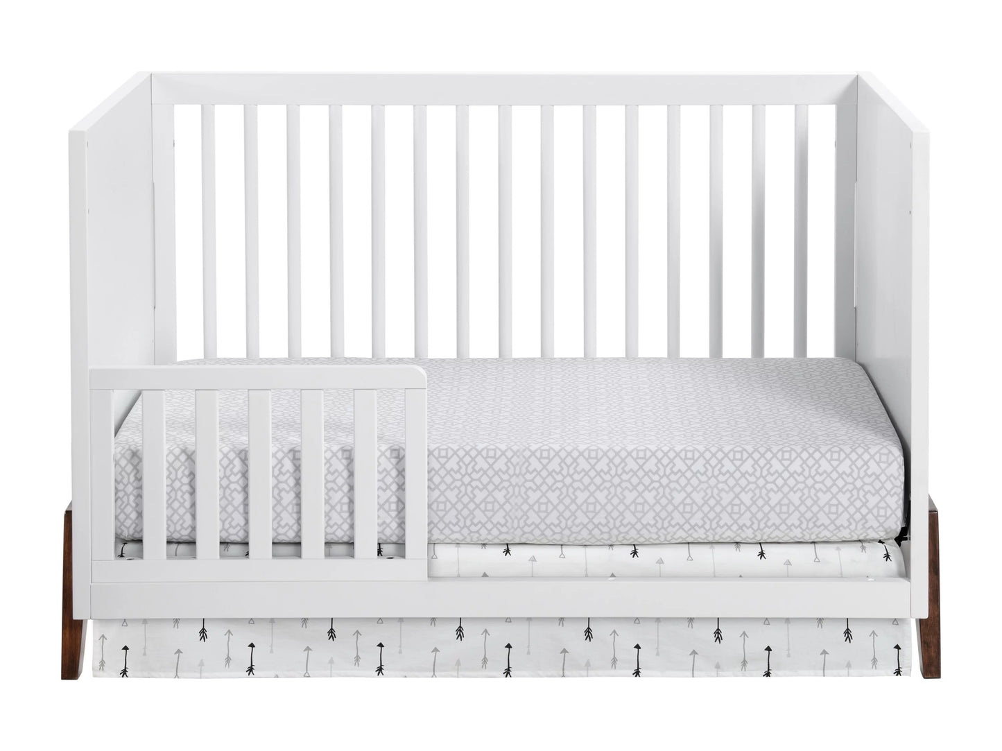 3-in-1 Crib Convertible Baby Modern Wooden Mari White & Island Oxford Crib, Walnut,