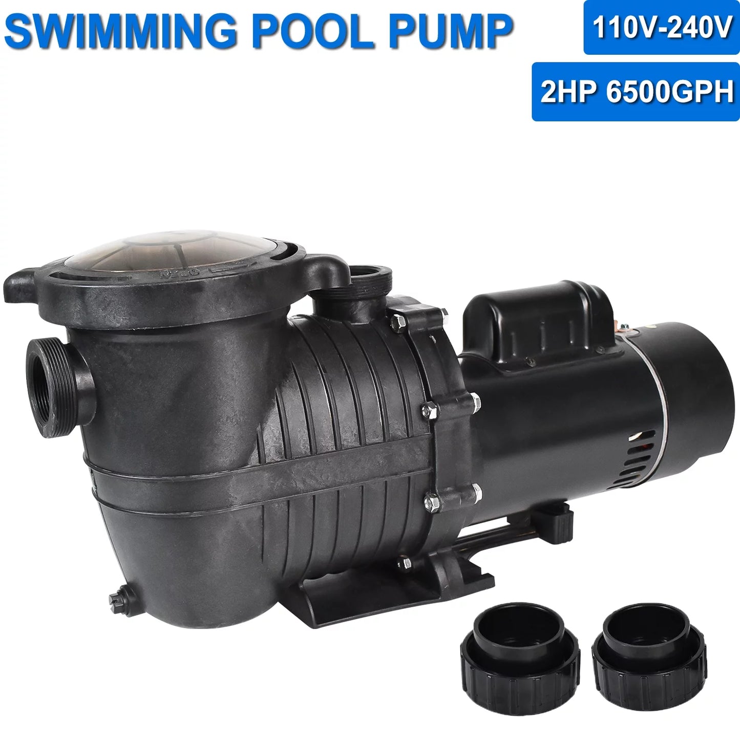 110V-230V, Pool Inground Swimming Max Motor, Single Pump For Pool NPT Ground, Swimming Connector iMeshbean Ground Strainer Head Speed Pools, 2HP and Pump Above Above w/ & Basket 78FT, 6500GPH,