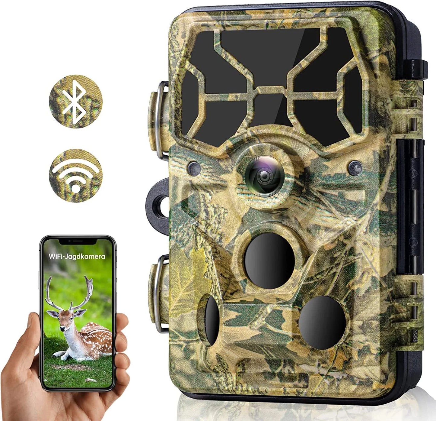 CAMPARK 30MP 1296P Camera Wildlife with for Waterproof Night Camera with Infrared WiFi Game Bluetooth IP66 Camera Hunting Trail Monitoring Trail Activated Motion Vision