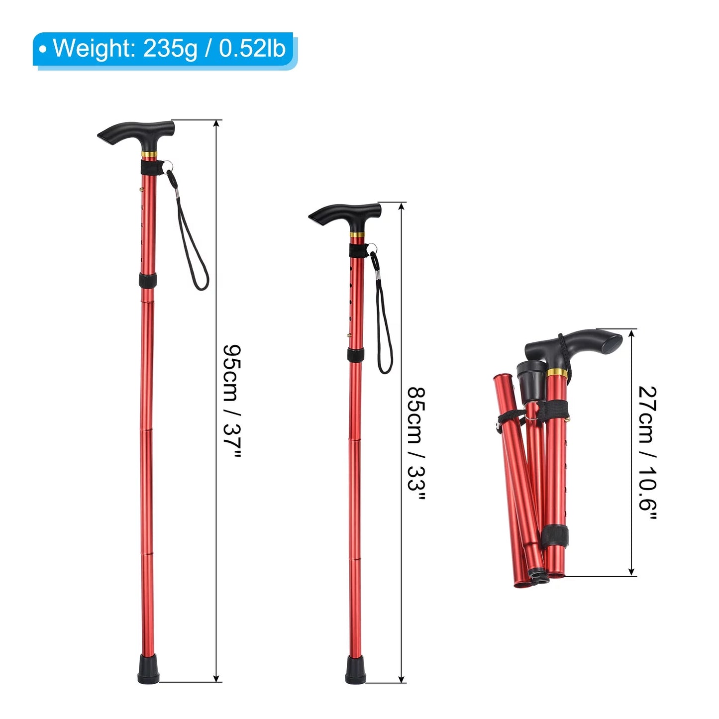 Trekking Alloy Red, Pole 2Pack Collapsible Telescopic Poles Aluminum Hiking Uxcell