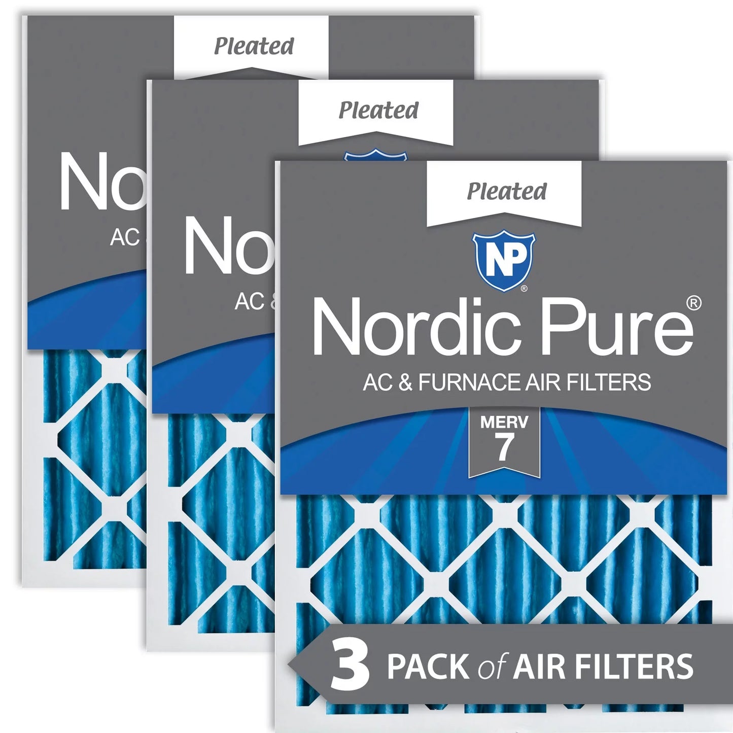 Pack Pure Pleated Air Filters 3 MERV Nordic 16x30x2 7