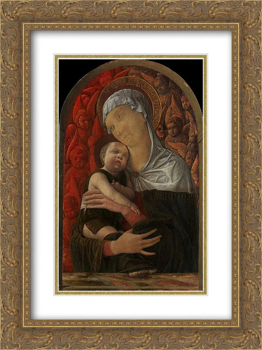 Child and Gold with Andrea Ornate 'Madonna Cherubim' Print Seraphim Mantegna and Art 18x24 2x Matted Framed