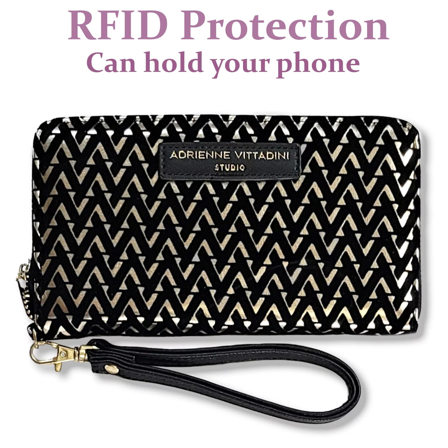 Wallet RFID Wristlet Phone Velvet Texture Vittadini Adrienne Case