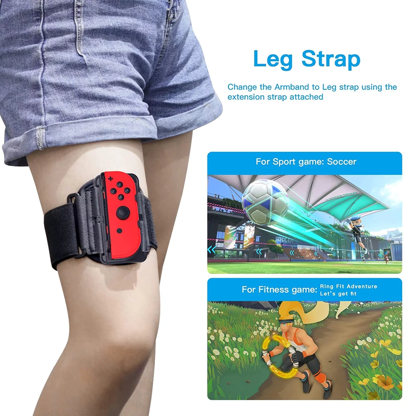 and Switch strap Dance New Arm Upgrade Sports/Ring Compatible Adventure/Just Leg with Fit 2-in-1 Nintendo