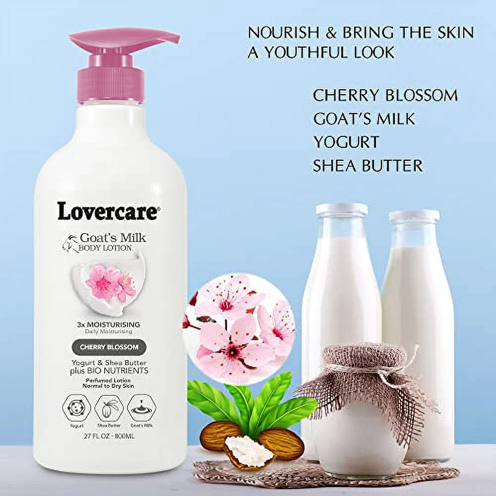 Milk 2-PACK 27.05oz Goat Body Skin Blossom Lotion for Dry Cherry Lovercare (800ml) -