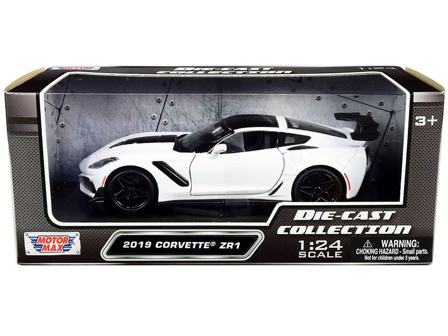 Toy Motor Chevy 1/24 scale - White Model Diecast Corvette 79356WH Max 2019 ZR1, Car -