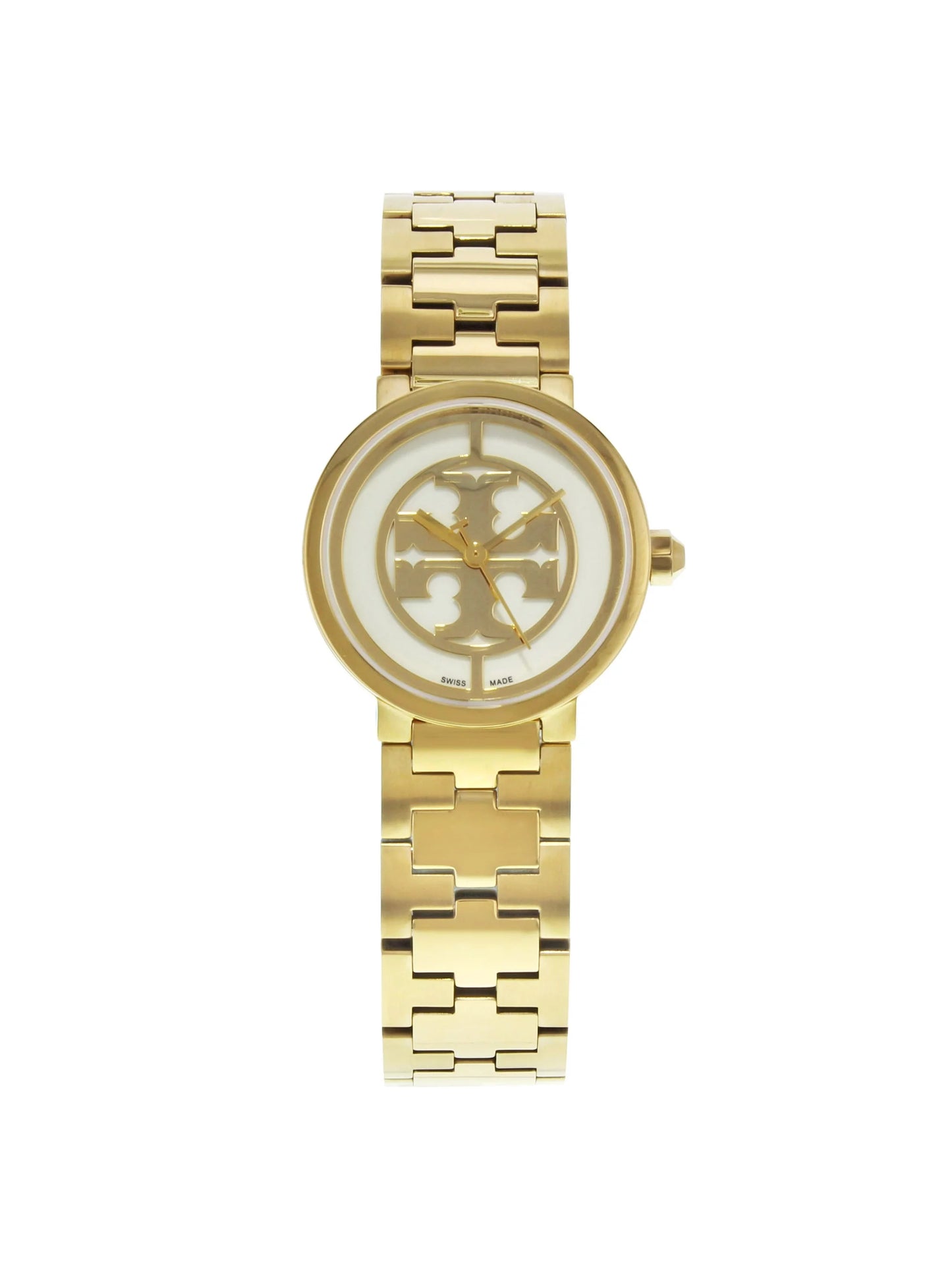 Tone (Good) Gold Burch Quartz Steel Stainless Ladies Reva Tory TRB4030 Watch Pre-Owned 21mm